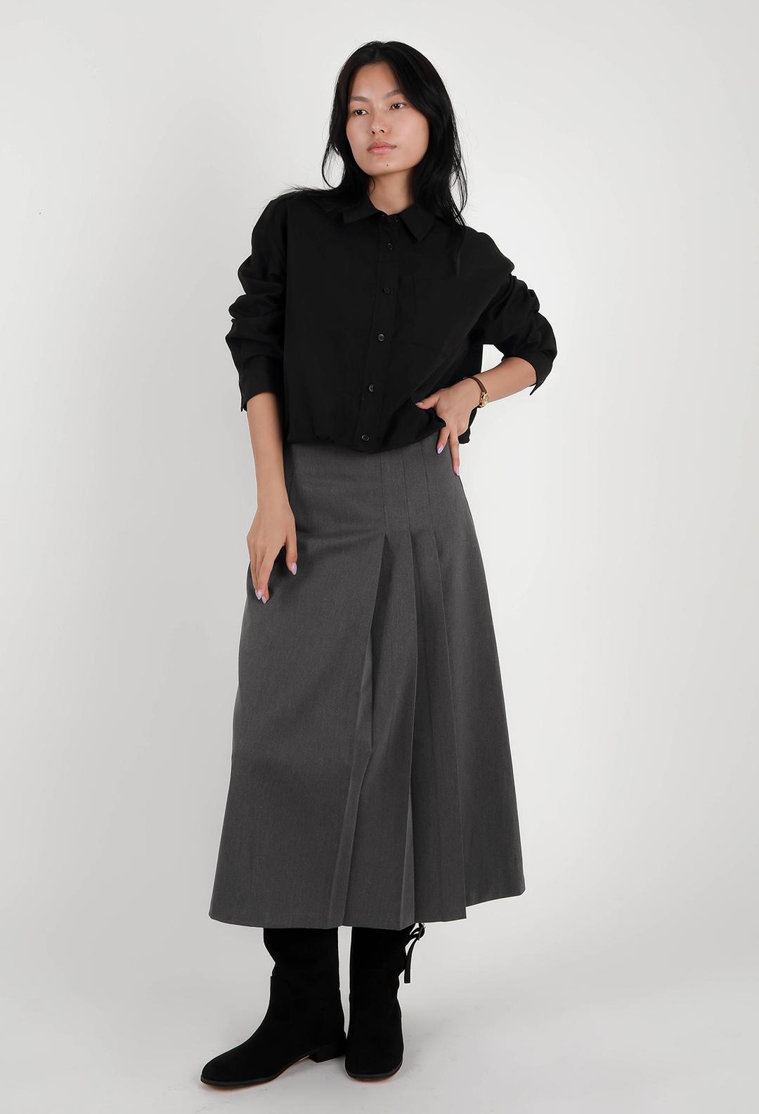 밀로 플리츠 롱 스커트