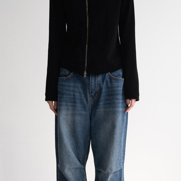 Triple Rivet Ribbed Denim Pants (Blue/2size)