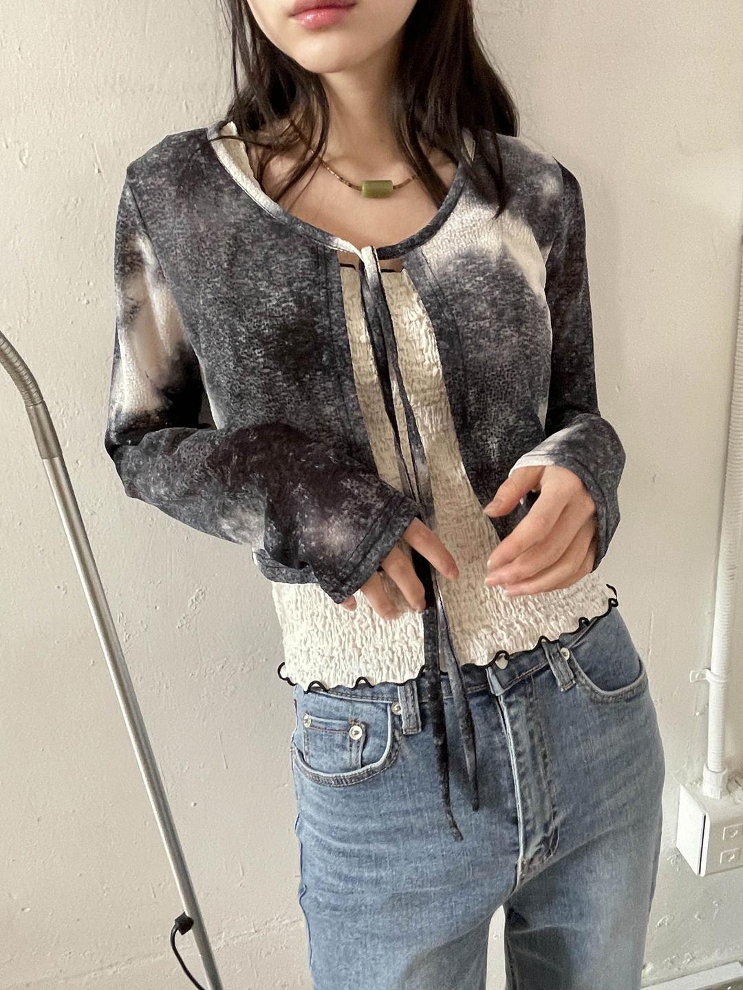 dyed crop cardigan