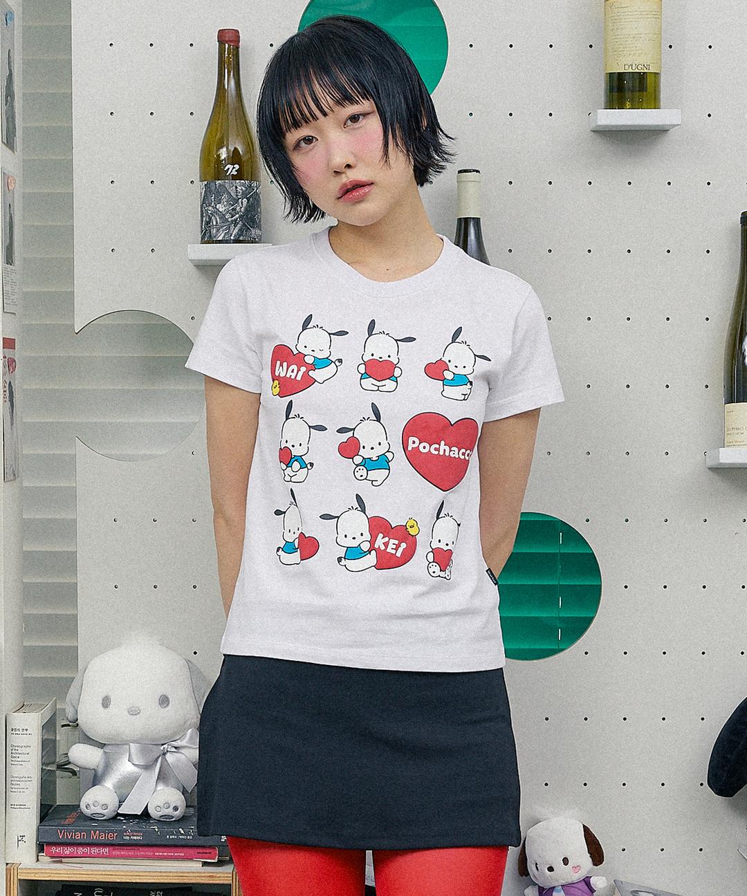[06/16예약배송]러브러브 포차코 반팔티셔츠 화이트