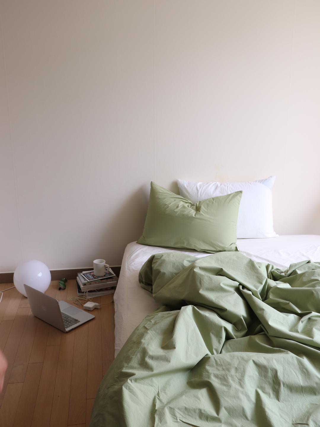 Olive cotton bedding