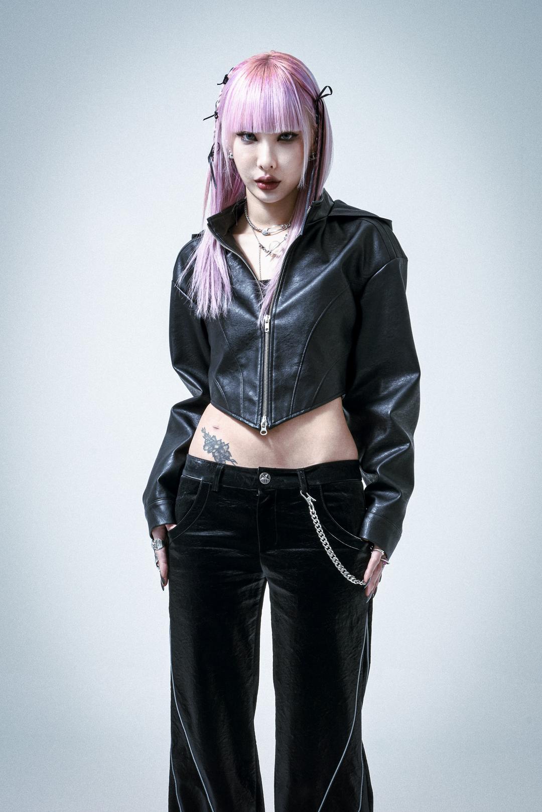 23S/S SHIINA CROPPED LEATHER JACKET