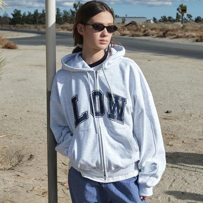 LOW SOFT SWEAT ZIP-UP HOODIE_LIGHT MELANGE GREY_LC267TS12LG