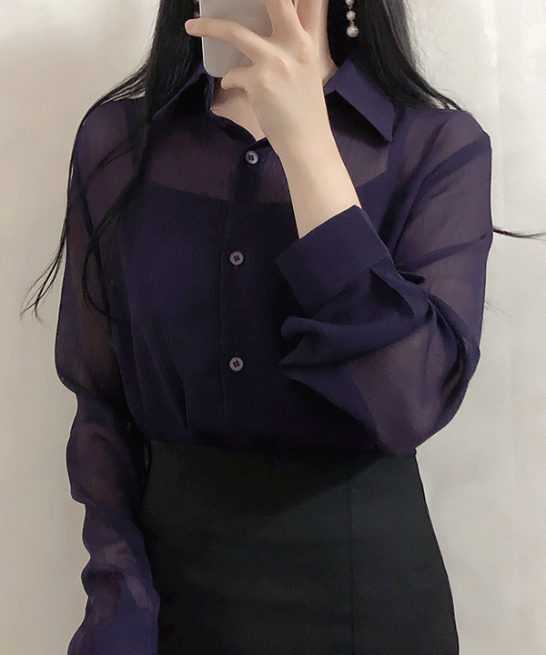 썸데이즈 [made/당일출고♥]누디 시스루 셔츠 블라우스 4color
