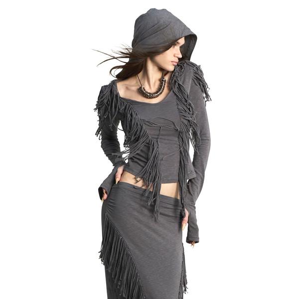 TANGLED SOFT MULTI SKIRT IN TAUPE