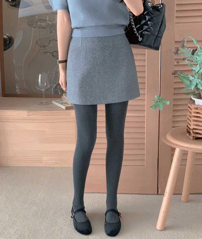 포에이엠 [wool10]키드 울 모직 A라인 기본 미니 스커트