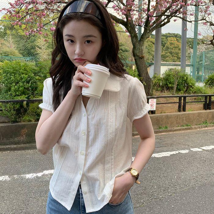 (4차_6/12예약배송)Lace pintuck blouse_ivory