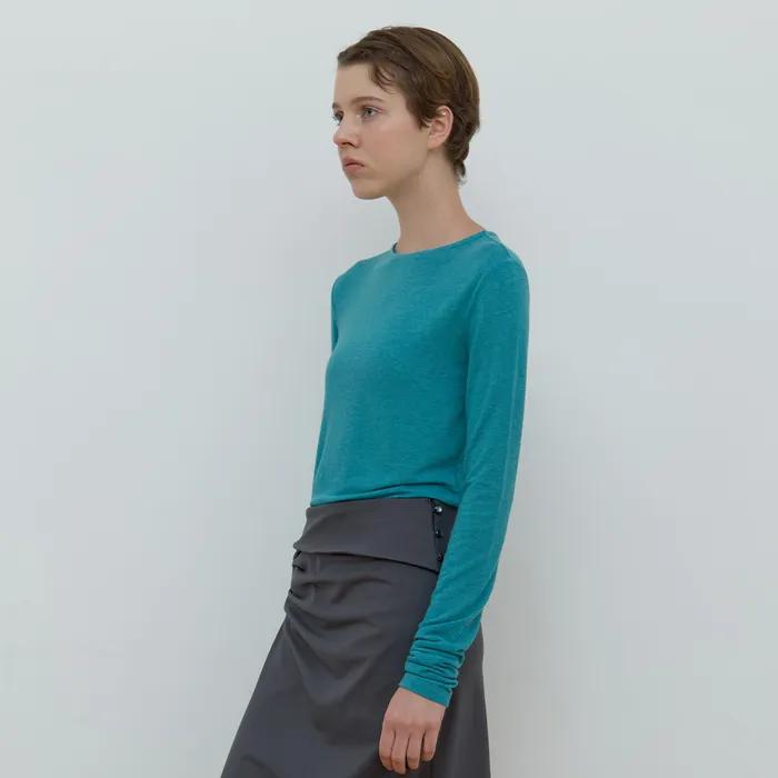 SHEER BOAT NECK TOP_MINT