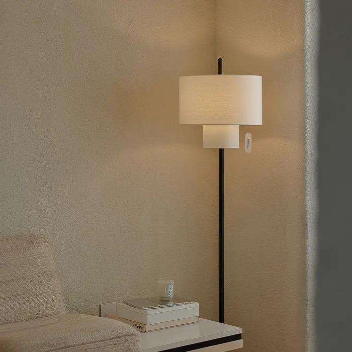 레이어드 플로어 램프 (블랙바디+아이보리 쉐이드)