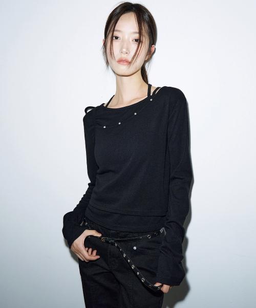 투 피스 레이어드 그레이버 롱 슬리브 [블랙]