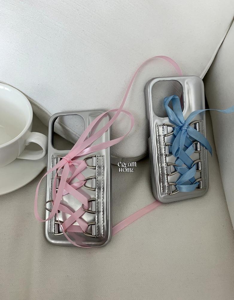 리본 폰케이스 실버 아이폰케이스