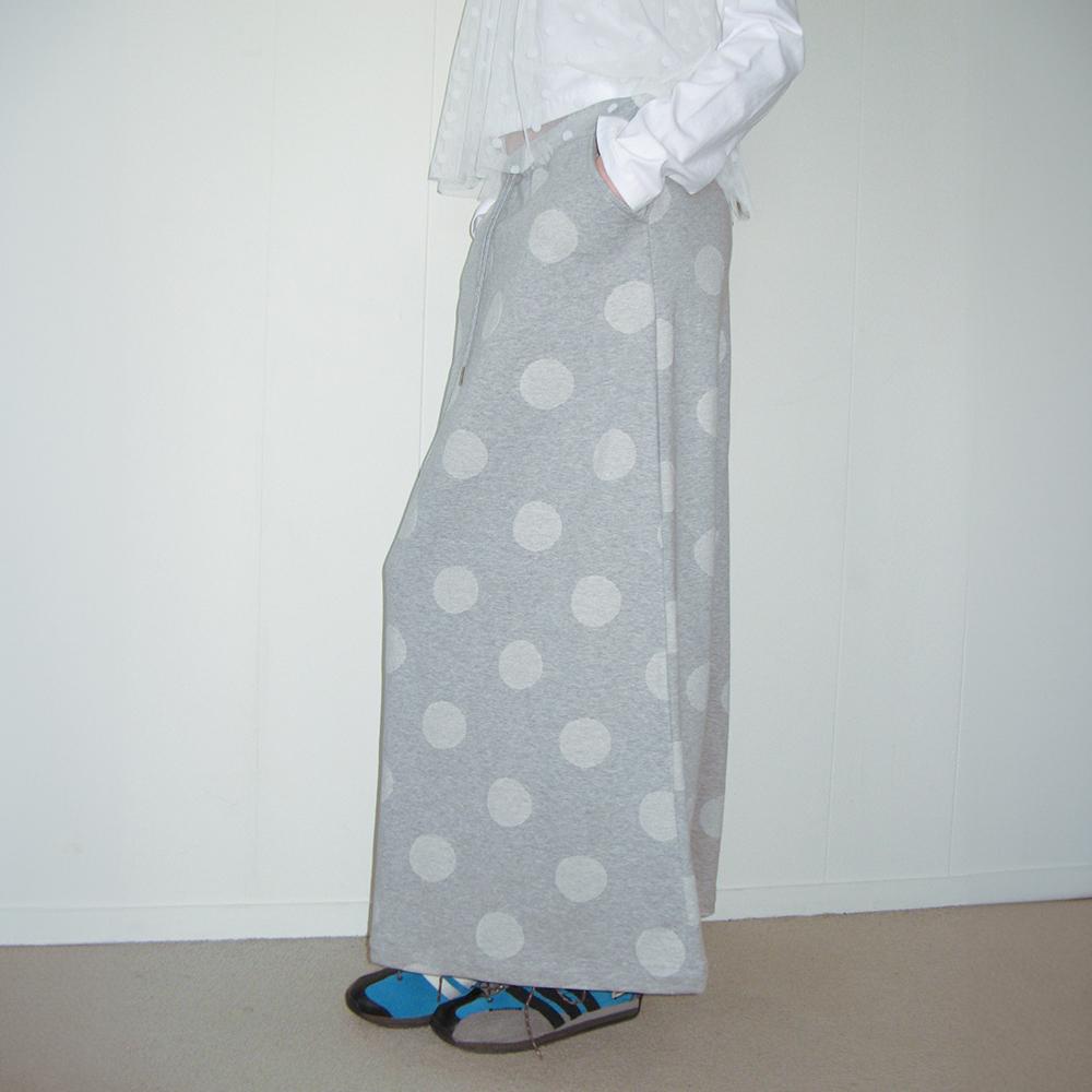 BIG DOT BANDING MAXI SKIRT GREY
