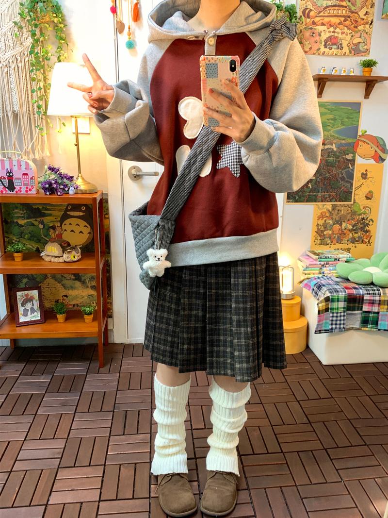 Student wool check sk ( 2 color )