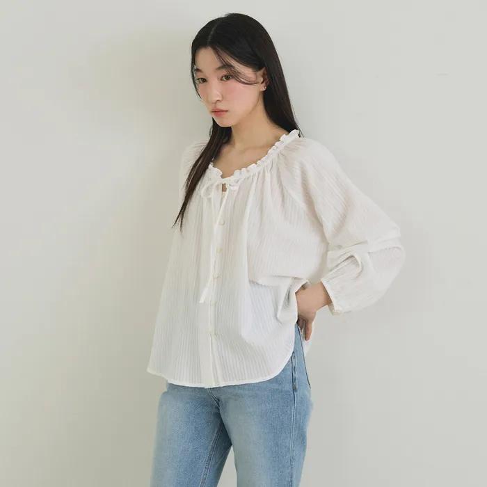 lace ruffle blouse-ivory