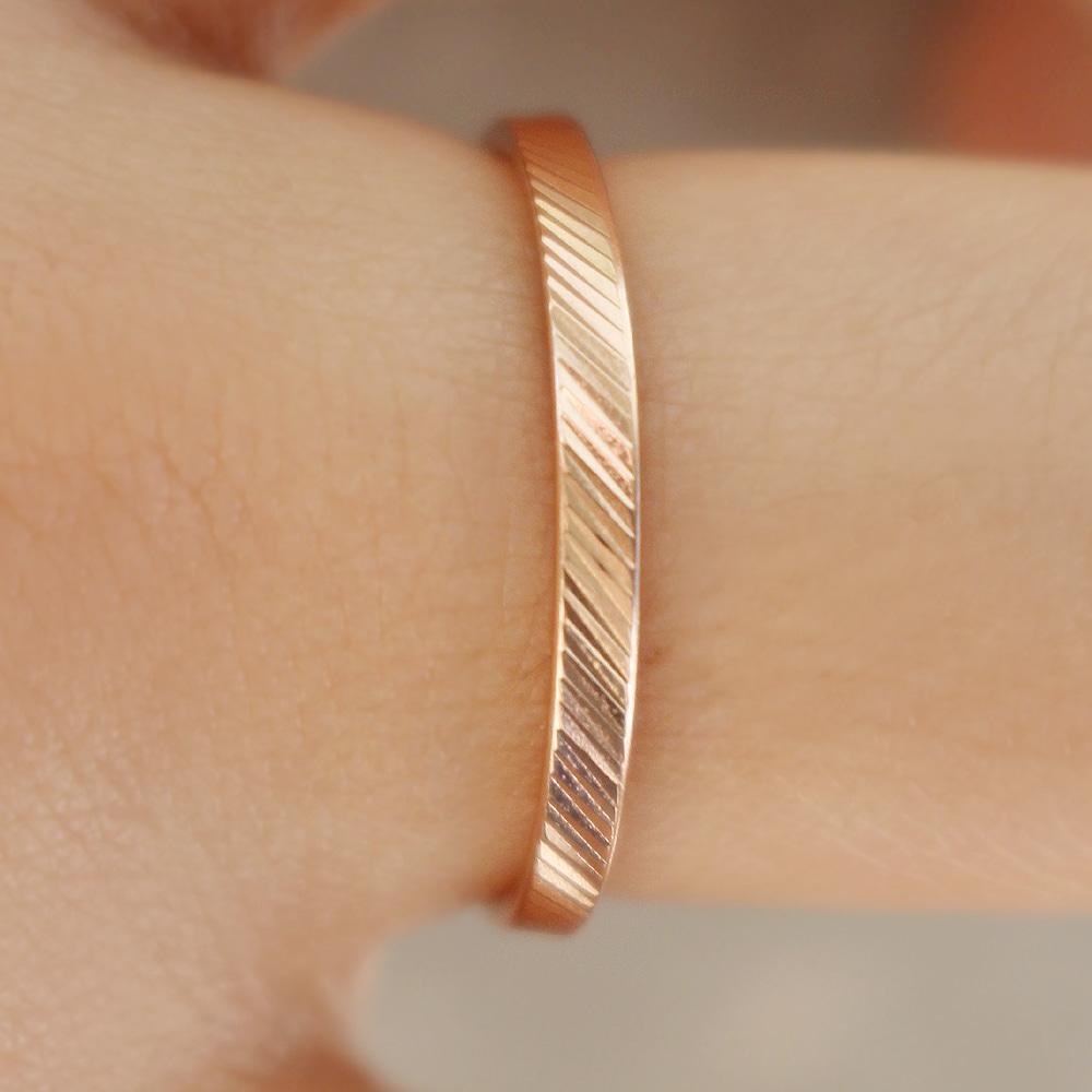 18K 14K 빗살 컷팅 반지