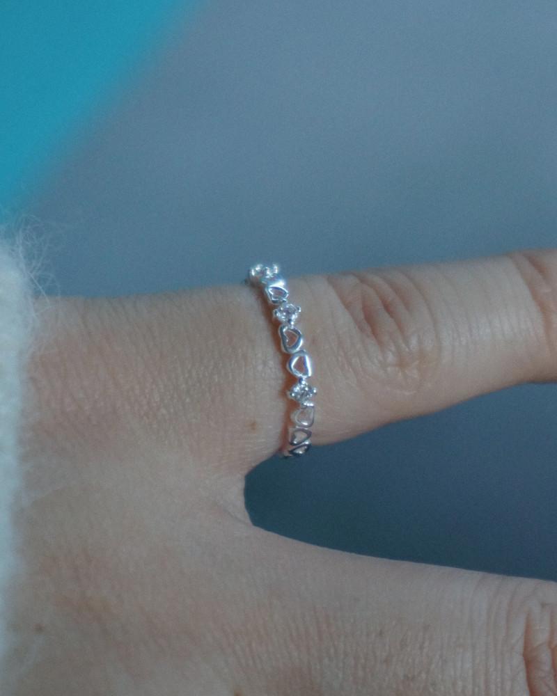 마고 925 하트 라인 큐빅 애끼 반지