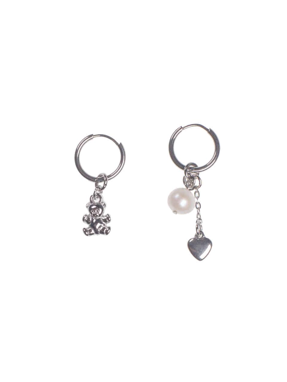 하트 베어 써지컬 링 귀걸이