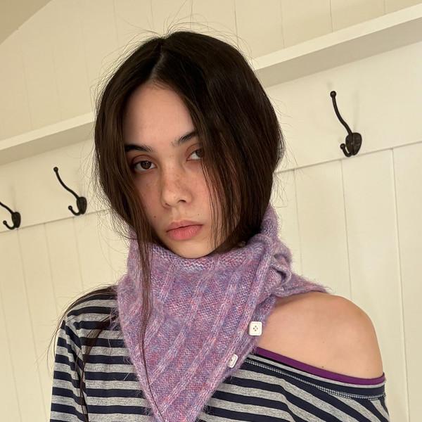 BUTTON SCARF NECK WARMER / purple