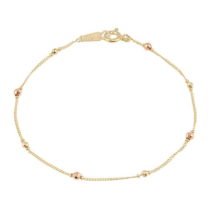 14k/18k 파울 투컬러 구슬 민줄 체인 팔찌