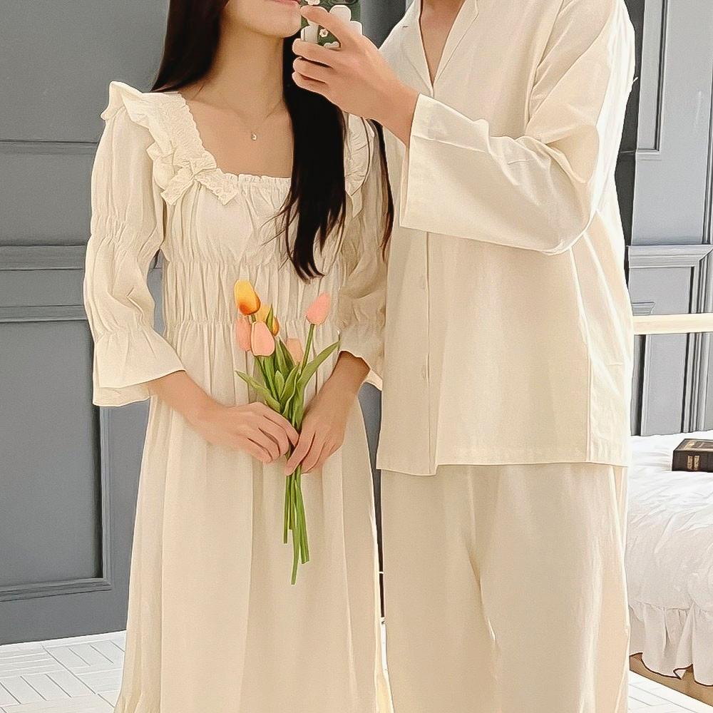 신혼부부 커플잠옷 공주 원피스 파자마 오가닉 순면