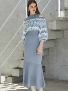 ノルディックジャカードドッキングニットワンピース