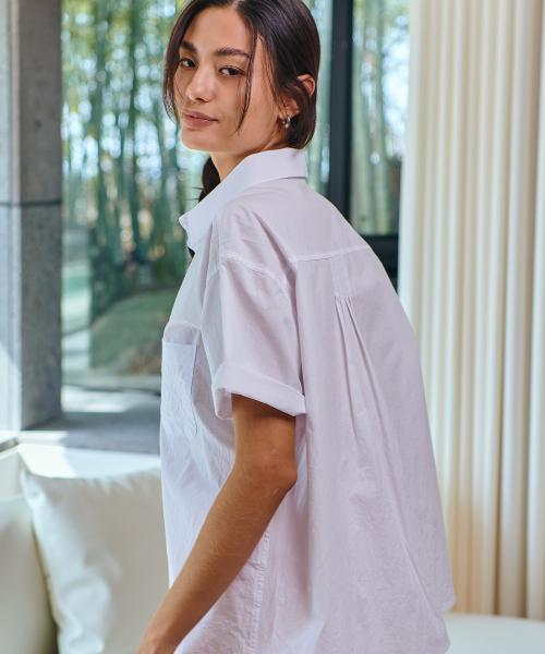 쉘 핀턱 셔츠-화이트