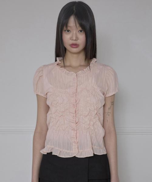 Saya Frill Puff Blouse (FL-180_Powder Pink)