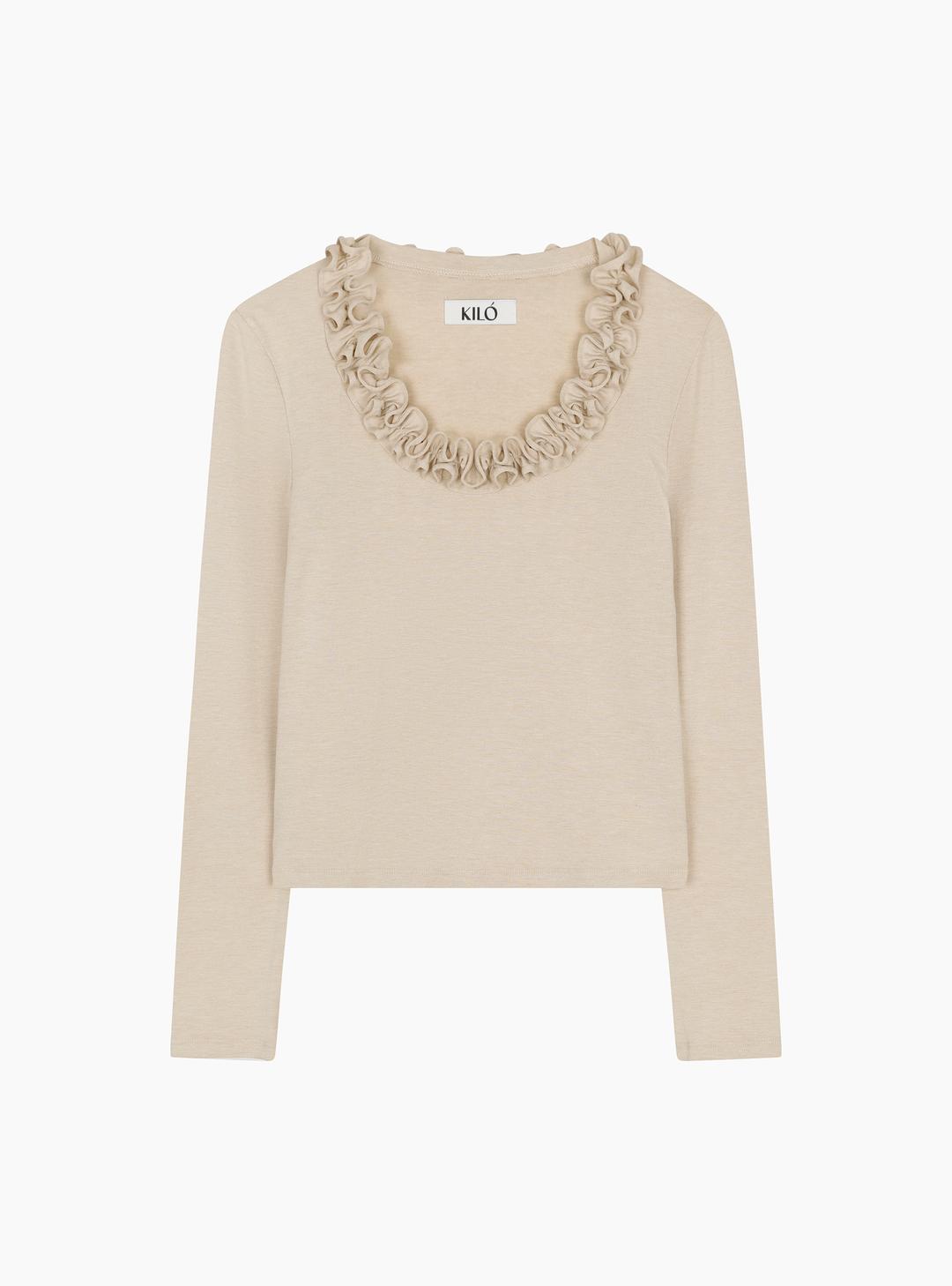 RUFFLE ROUND TOP (BEIGE)