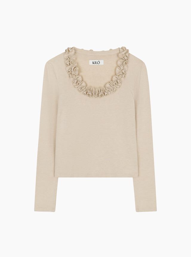 RUFFLE ROUND TOP (BEIGE)