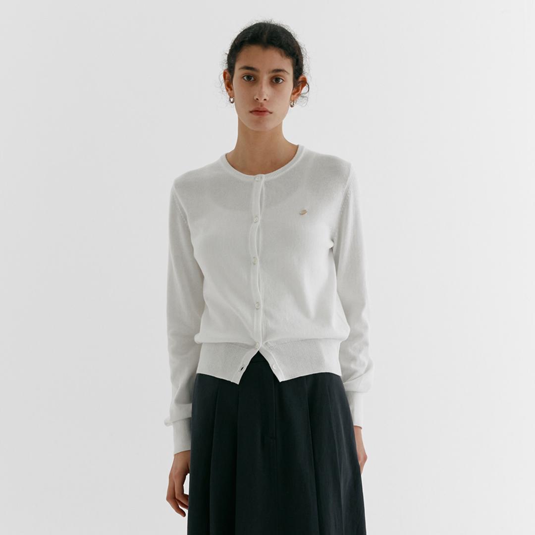 SOFT COTTON BASIC ROUND CARDIGAN_WHITE