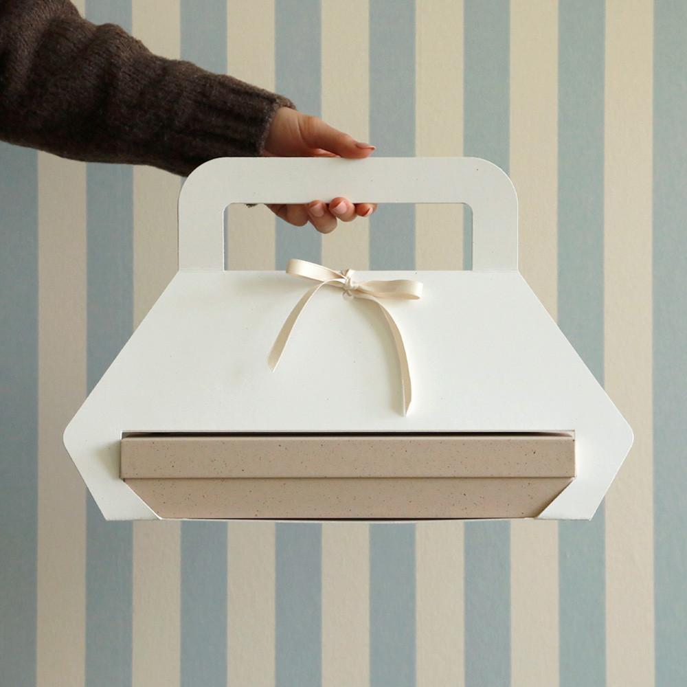 [SET SALE] 고급 디저트 상자+리본 캐리어 설 명절 세트 화이트 베이지 10구 5개