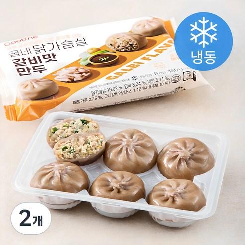 굽네 닭가슴살 갈비맛 만두 6개입 (냉동), 180g, 2개 - 손만두 | 쿠팡