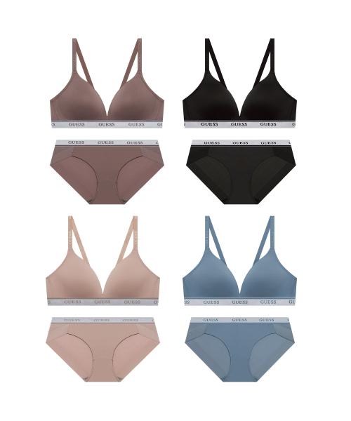 [브라4+팬티4] 이지글램 실버밴딩 노와이어 브라팬티 세트 4PACK