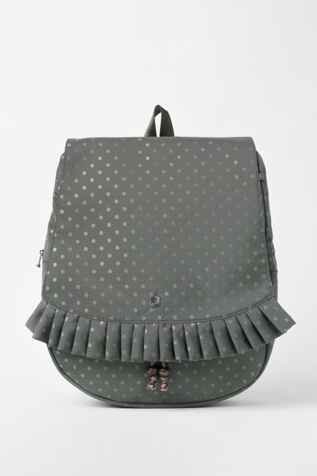 Dot  pleats  backpack large_Warm gray