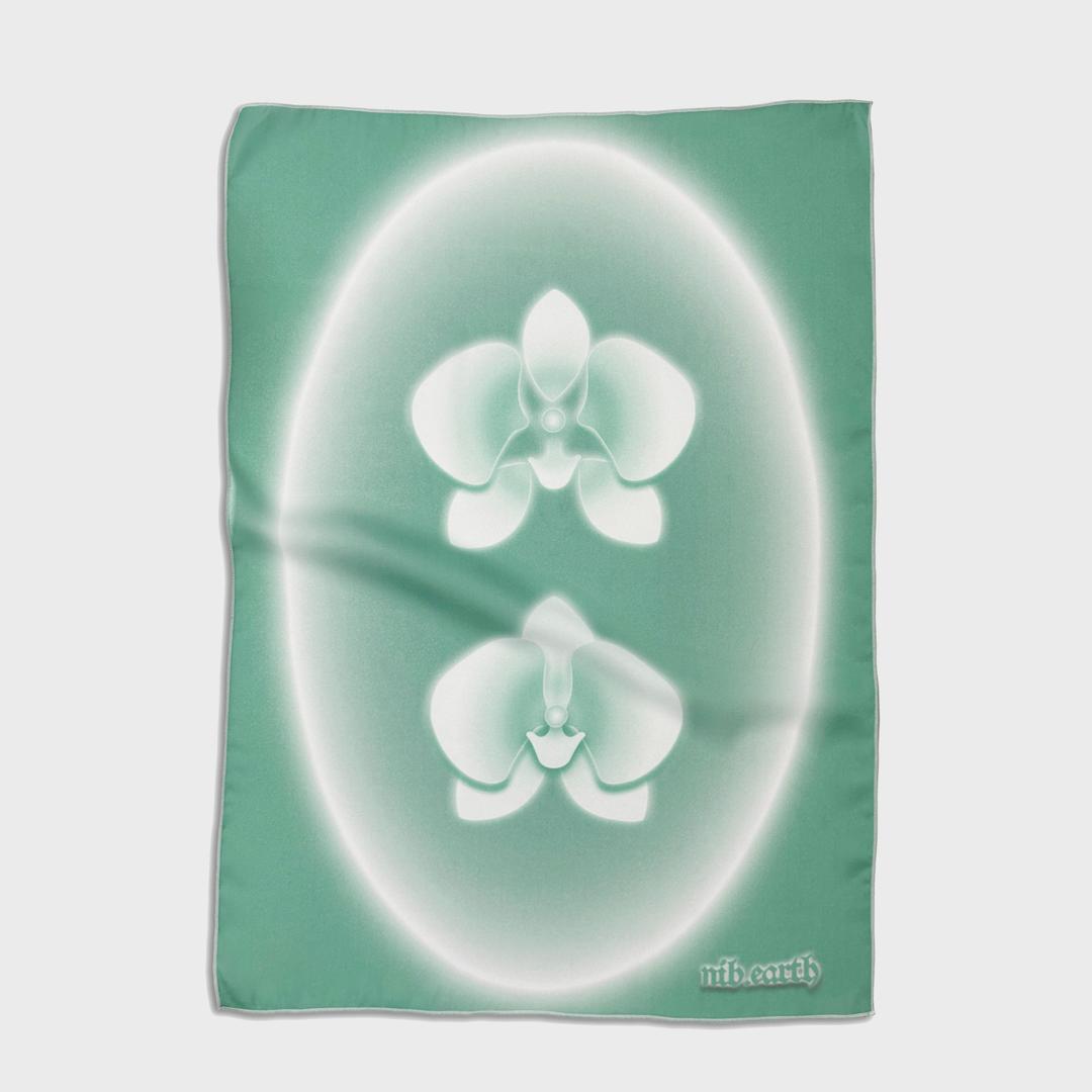 FLOWER chiffon fabric poster #GREEN