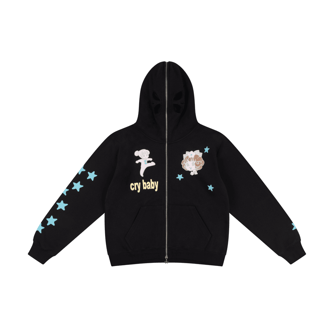CRY BABY BUTTERFLY HOODIE - BLACK - XS