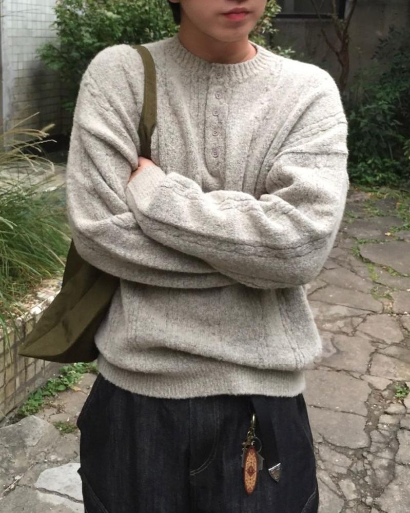 알랩 케이블 헨리넥 니트 3C