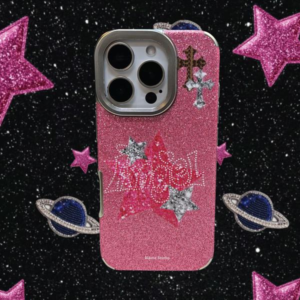 Glitter Hot pink Angel case