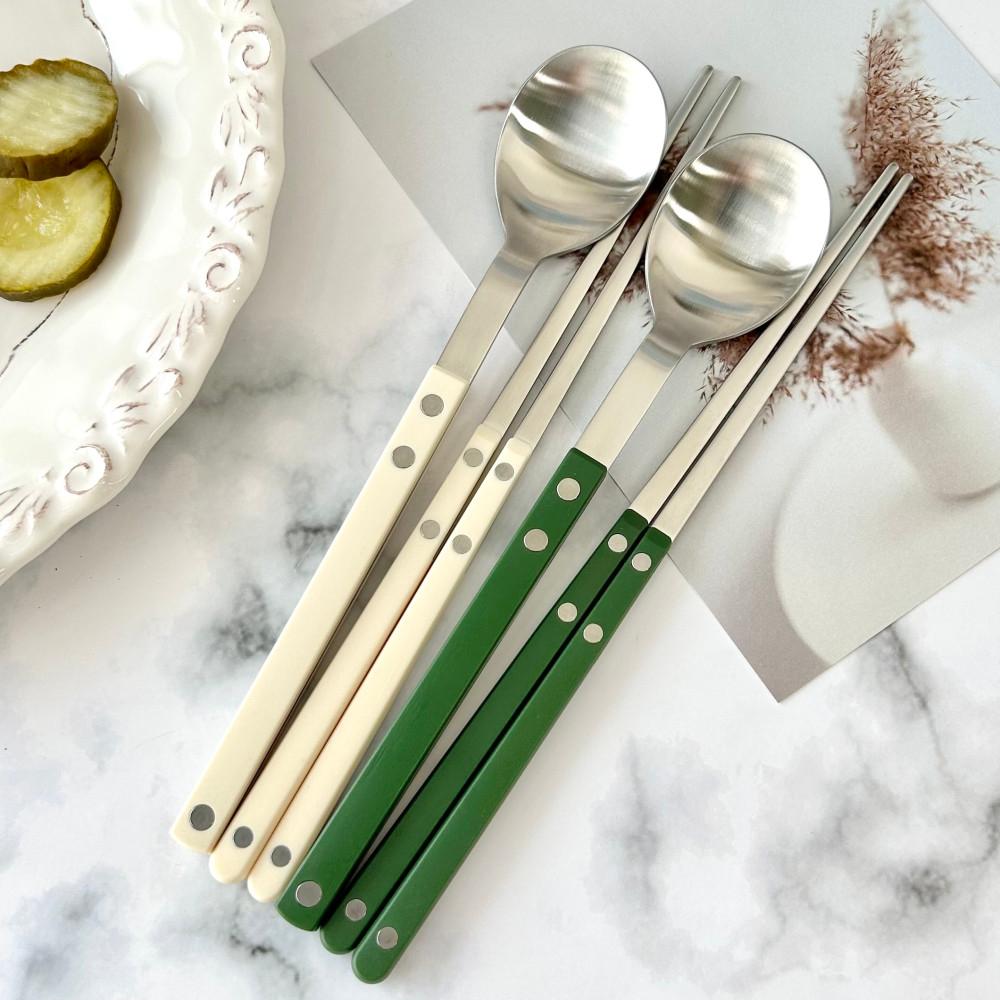 몽블랑 보겐 쌍띠에 한식 수저세트 실버 사브르 조합 디자인 젓가락