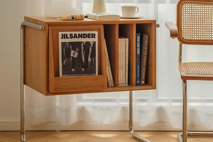 [해외] 파인 슬라이딩 매거진랙 LP수납장 사이드테이블 4colors