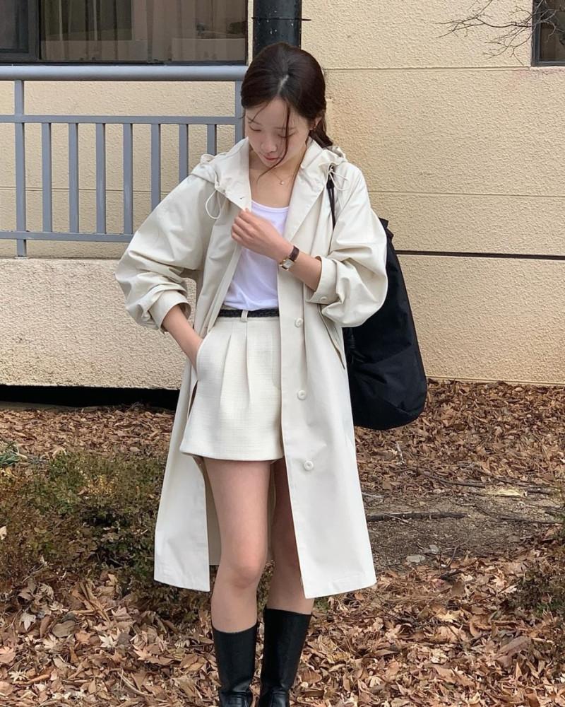 버베인 네추럴 래글런 후드 코트 | 트렌치 야상 간절기 지켓 점퍼