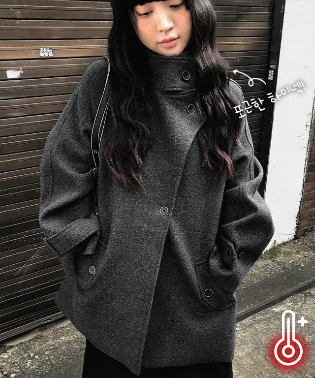 [퀄리티보장/비스코스] 얼리 하프 하이넥 오버핏 더플 미디 코트