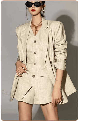 세련된 바지 쓰리피스 (자켓+조끼+반바지))