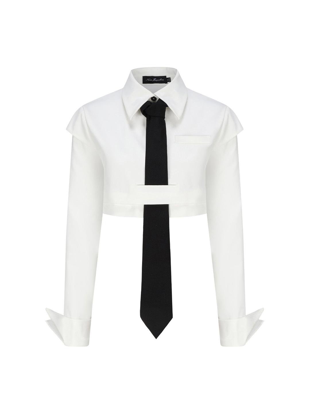 Portia Top + Tie (White) - White / XS