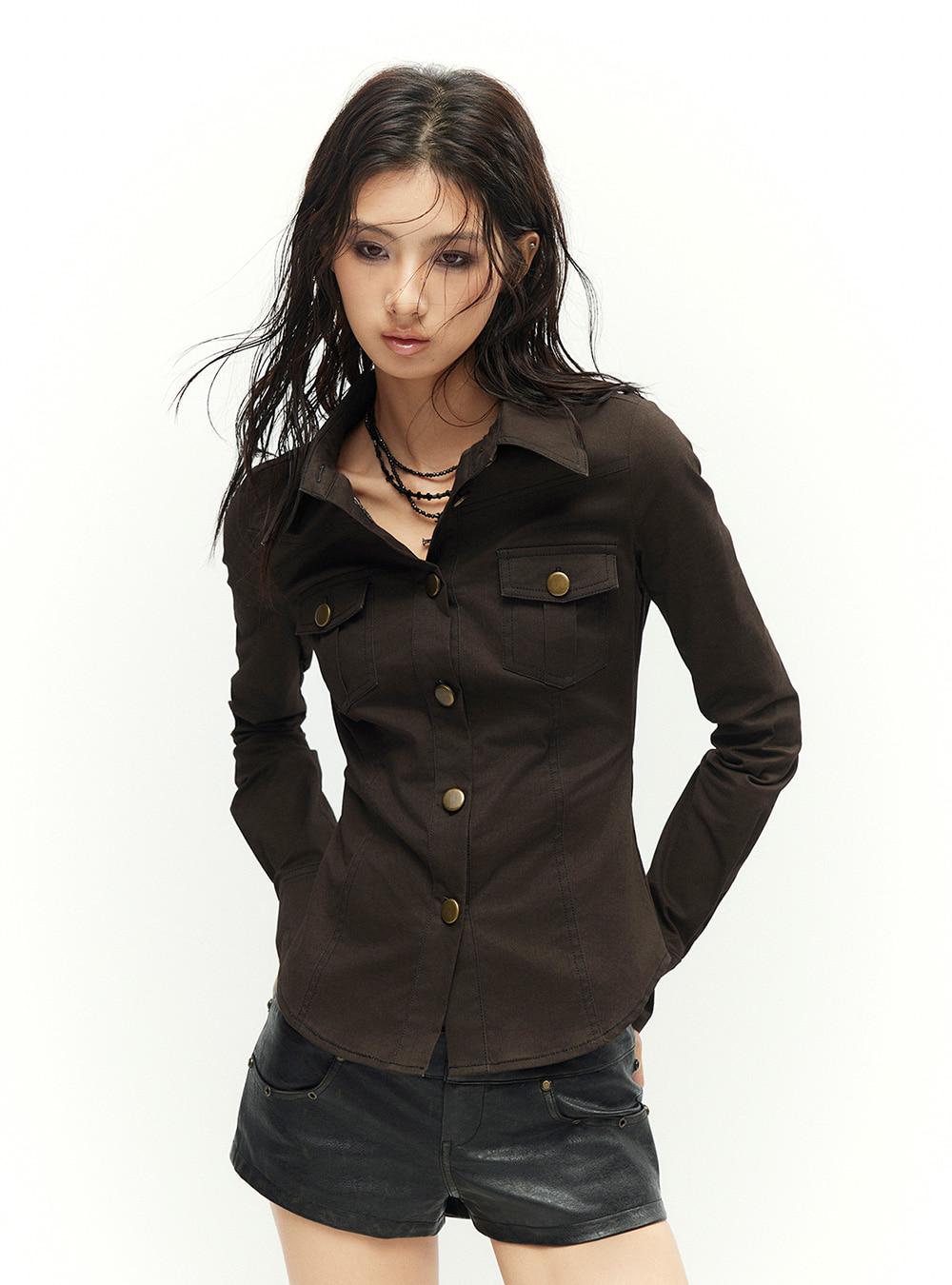 Coffee Tone Hand-Painted Back Shirt