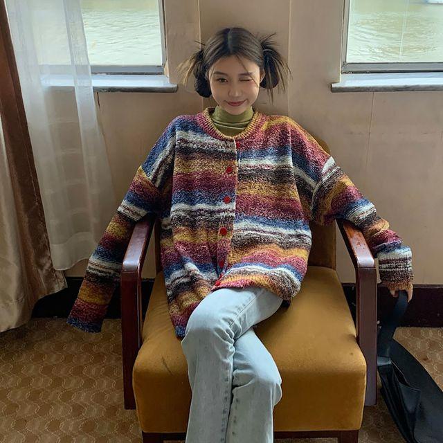 [해외] 빈티지 컬러링 니트 가디건