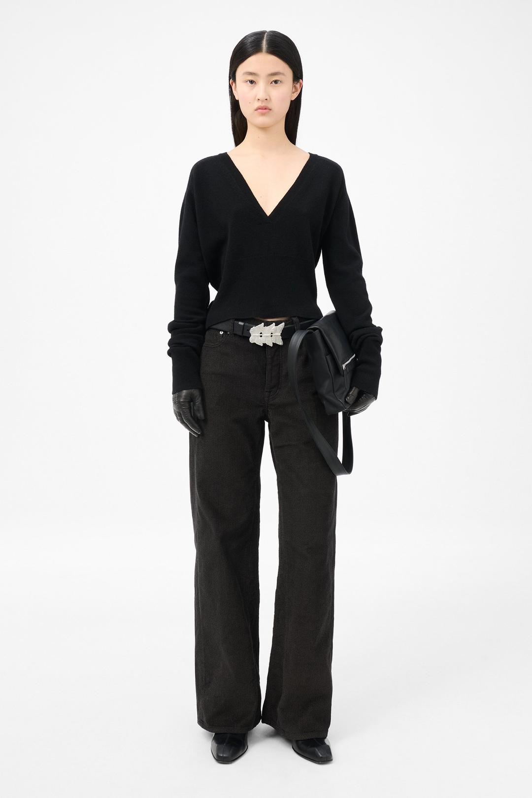 Sharp V-Neck Black Cherub Wool