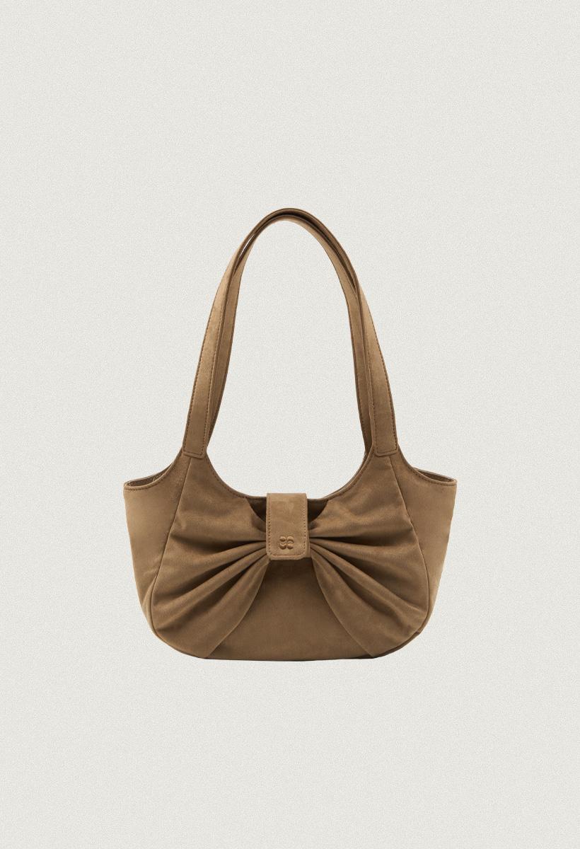 Suede ribbon loopie bag_Beige(OC25-ACC01)