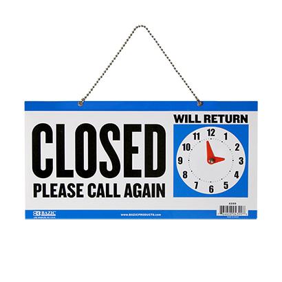 BAZIC open/closed clock sign