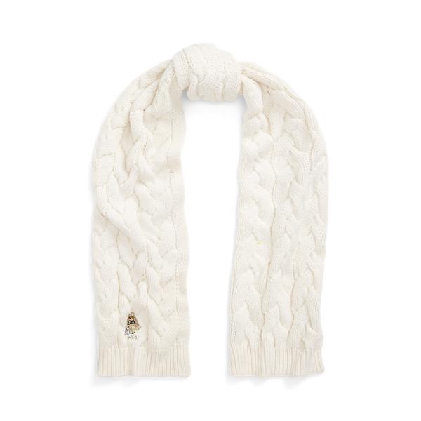 폴로 베어 케이블 니트 울 블랜드 스카프